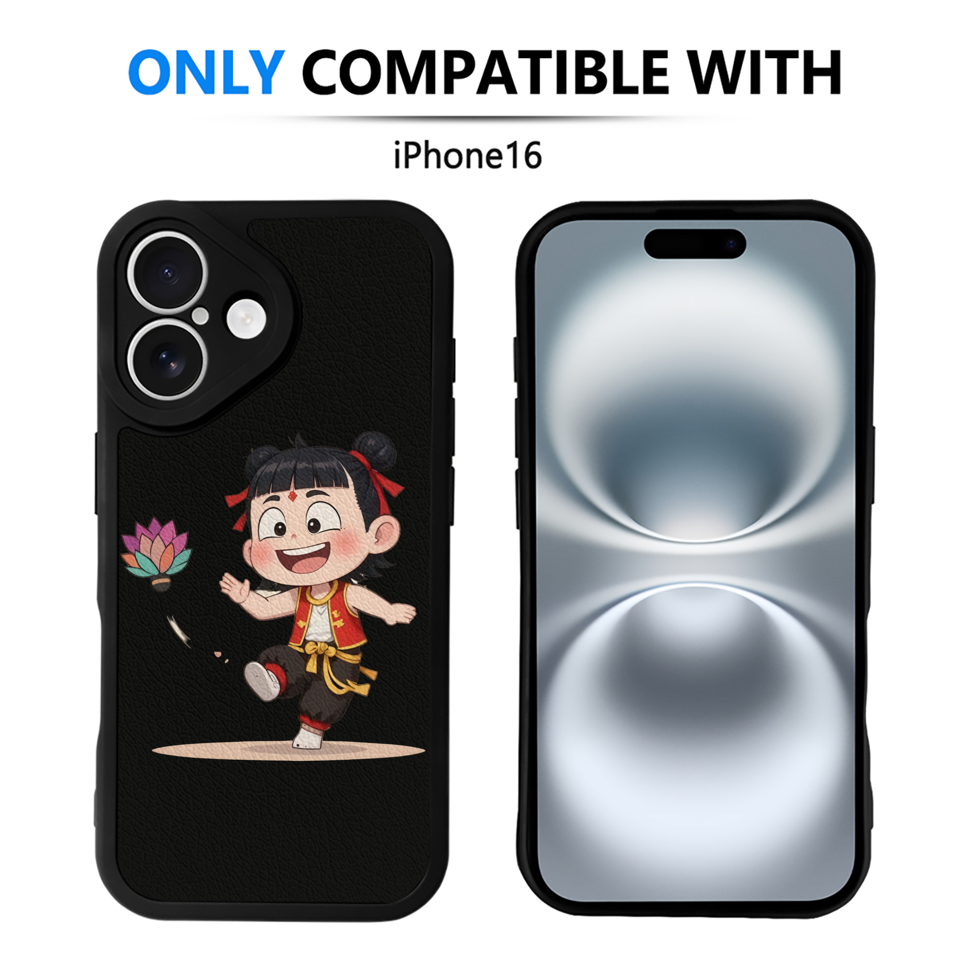 （画像用） Ne Zha 2 ナタ 魔童の大暴れ 【iPhone 16シリーズ対応】シリコンスマホケース（レザー調） 材質：シリコン